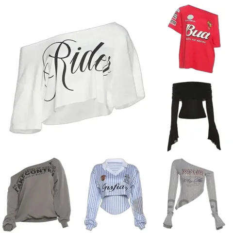Slanted collar and long sleeves